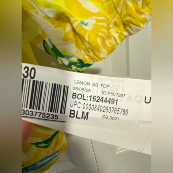 NWT AQUA Bloomingdale’s Lemon Smocked Cropped Top SMALL - Picture 9 of 15